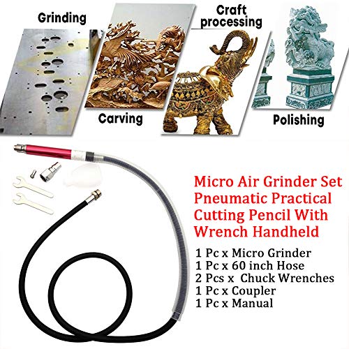 Micro Air Grinder Set, Air-powered Micro Die Grinder, Handheld Pneumatic Cutting Pencil with Wrench, 65000 RPM QIND