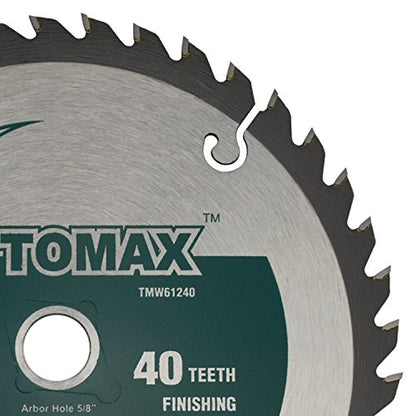 TOMAX 6-1/2-Inch 40 Tooth ATB Finishing Saw Blade with 5/8-Inch DMK Arbor - WoodArtSupply