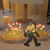 Sasquatch Figurine Decor, Wooden Centerpiece Bigfoot Decorations, 3D Multilayer Wildlife Wall Art Carved Bigfoot Decor, Wooden Yeti Figurine for Edlike