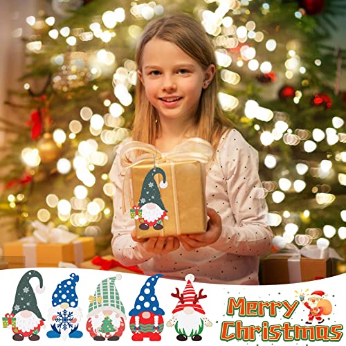 25 Pieces Christmas Wooden Gnome Cutouts Slices Unfinished Blank Wood Hanging Ornaments with 25 Ropes for Christmas Tree DIY Craft Making Painting PEVOGON