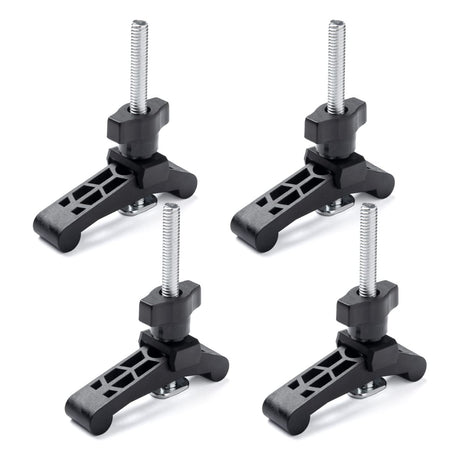 POWERTEC 71661-P2 Mini T Track Hold Down Clamps Woodworking Series, 3-3/4” x ¾ Reinforced Plastic Clamps with Steel T-Bolts, 4 PK POWERTEC
