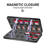 Switch Game Case Holder with 24 Cartridge Slots and 24 Micro SD Card Storage, Slim Portable Game Organizer Traveler Gift Accessories with Magnetic MOSAHOLL