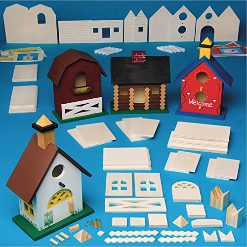 Unfinished DIY Wood Birdhouses Kit (Pack of 4)