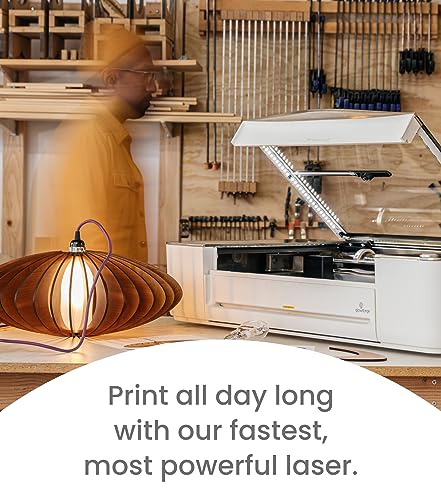 Glowforge Pro Laser Cutter - Create 12x Faster with Wood, Leather, Metal, and Stone. Ultimate Power and Cooling, with AI Prints up to 50 ft. Launch & Glowforge