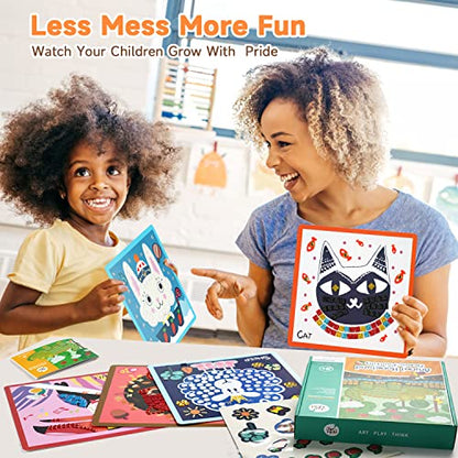 Mosaic & Diamond Painting, 8PCS Animal Sticker by Number Crafts Kit Paint by Sticker Books for Kids Ages 3-5 4-8, Includes Rabbit Fish Cat etc. Kids - WoodArtSupply