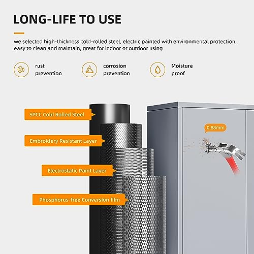 INTERGREAT Garage Storage Cabinets with Doors and Shelves, 72" Steel Tool Locking Cabinet, Metal Storage Cabinet for Home Office, Warehouse, School INTERGREAT