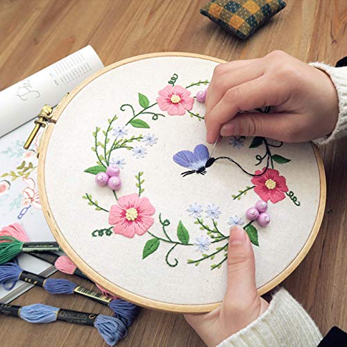 3 Pack Embroidery Starter Kit For Beginners Stamped Cross Stitch Kits With  Cute Flowers And Plants Patterns With 1 Embroidery Hoop And Color Threads F