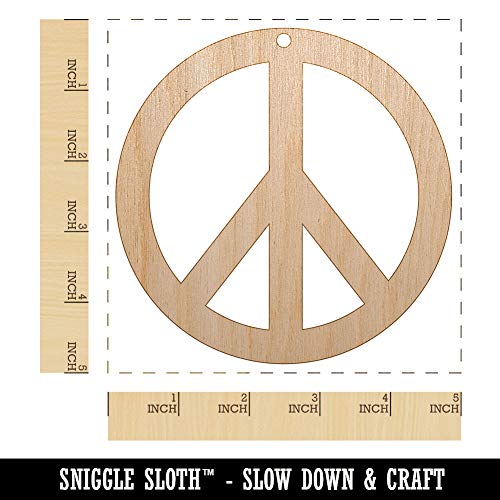 Peace Sign Unfinished Craft Wood Holiday Christmas Tree DIY Pre-Drilled Ornament Sniggle Sloth