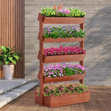 DoCred Vertical Wooden Raised Garden Bed, 5 Tier Garden Planters Freestanding Wood Plant Stand Flower Rack Wooden Planter Box for Plants Herbs DoCred