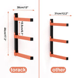 TORACK Lumber Storage Metal Rack, Wood Rack Organizer, 3-Level Wall Mount, Wood Storage System, Durable Sheet Screws, Workshop Rack(2PCAK) TORACK