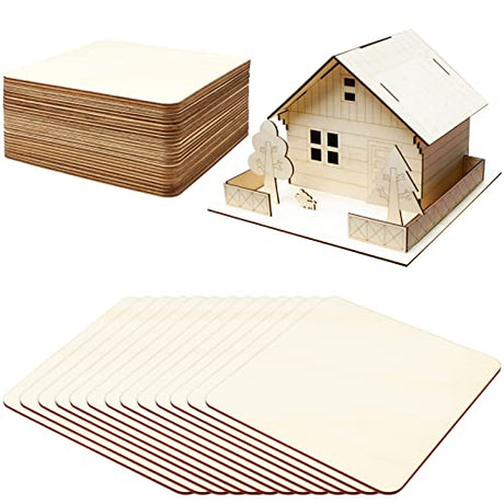 TKOnline 25Pcs 6 x 6 Inches Unfinished Basswood Sheets for Crafts, Wood Squares for DIY Craft Projects, Square Plywood Sheets for Wood Burning, Laser TKOnline