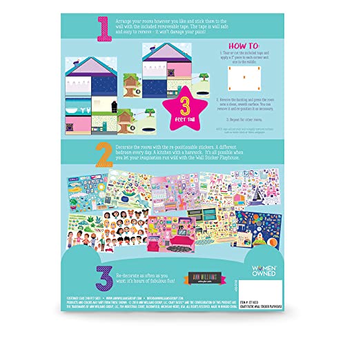 Craft-tastic Jr – Wall Sticker Playhouse – 3-Foot Tall Dreamhouse with Over 650 Reusable Stickers - WoodArtSupply