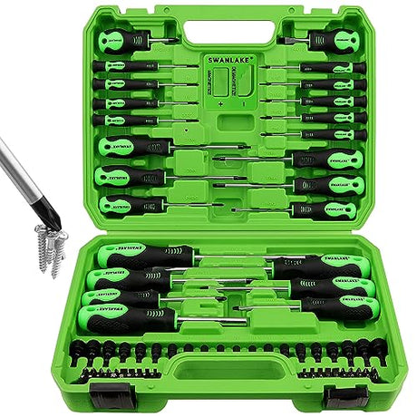 SWANLAKE 86PCS Magnetic Screwdriver Set,Includes Slotted/Phillips/Torx Mini Precision Screwdriver, Replaceable Screwdriver Bits and nut drivers With SWANLAKE GARDEN TOOLS