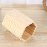 Ciieeo 2 Pcs Wooden Pen Holder Unfinished Wood Makeup Brush Holder Remote Control Holder Cup for Home Office Desk Storage Supplies(Hexagon) Ciieeo