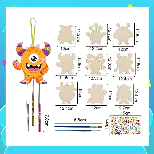 Monster Wind Chime Craft Kit for Kids - DIY Wooden Arts & Crafts Activity - WoodArtSupply