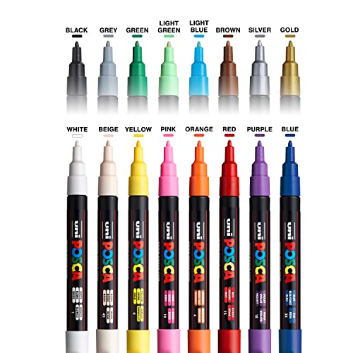 16 Posca Markers 3M, Posca Pens for Art Supplies, School Supplies, Rock Art, Fabric Paint, Fabric Markers, Paint Pen, Art Markers, Posca Paint