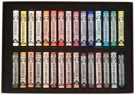 Rembrandt Royal Talens Soft Pastels General Wood Box Set, 30 Stick Rembrandt