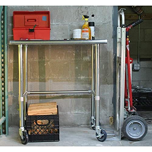 AmGood Stainless Steel Work Table Open Base & Wheels | Work Station | Metal Work Bench (Stainless Steel Work Table Open Base + Casters, 18" Long x AmGood