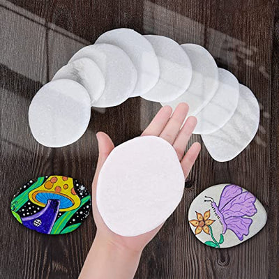 Lulonpon 12 Pieces Large Painting Rocks, 3-4 Inches White Rocks for Painting,Smooth Rocks Bulk,Flat Rocks,Natural Smooth Surface Arts and Crafting