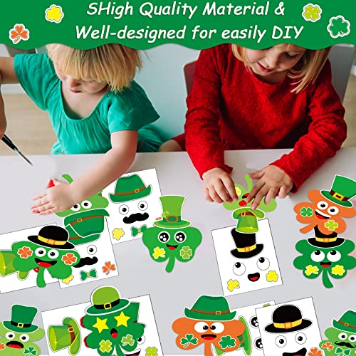 chiazllta 36 Packs St. Patrick's Day Craft Kits DIY Shamrock Art Craft for Preschool Kids, St. Patrick’s Day Make Your Own Shamrock Paper Craft Set