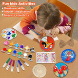 Collabell Natural Wood Slices, Wooden Arts and Crafts Kits for Kids Adults, 20PCS Unfinished Wood Slices Painting kit with Letter Numbers Xmas Collabell