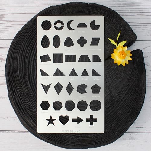 Aleks Melnyk No.414 Metal Stencil, Geometric Shapes with Definition, Small Stencil, 1 PC, Template for Wood Burning, Engraving, Crafting, Scrapbook Aleks Melnyk