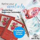 Art-n-Fly 5.5 x 8.5 in Watercolor Sketchpad Mini Book - 2 Pack x 35 Sheets Each- Spiral Bound and Microperforated - 300gsm / 140lb 8.5x5.5' Art-n-Fly