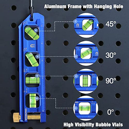 WORKPRO Conduit Bending Level, Magnetic Torpedo Level, Pipe Level, Bubble Vials for 0°/90°/30°/45° Measurements, Aluminum Alloy Construction, - WoodArtSupply