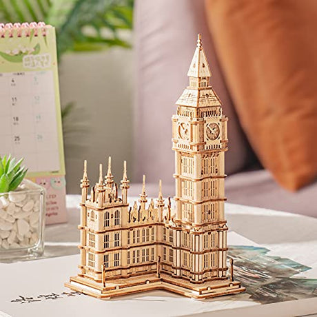 Rowood Big Ben 3D Wooden Puzzle Kit with LED for Adults and Teens Age 14+ RoWood