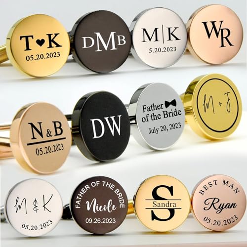 Personalized Cufflinks Men with Custom Wood Box Cuff Links Groomsmen Dad Wedding Gift Cring Coco