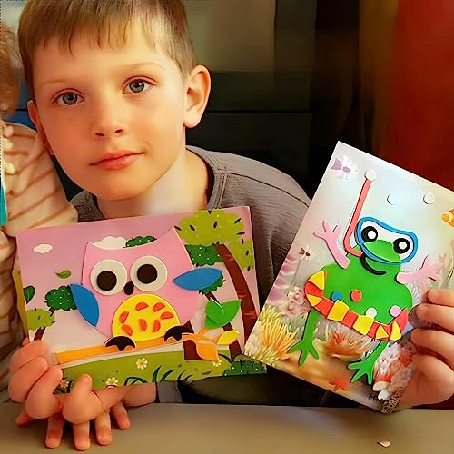 motoeye 20pcs 3D EVA Foam Sticker Puzzle Game DIY Cartoon Animal Learning Education Toys for Toddler Kids Art Craft Kits (kidslove A) motoeye