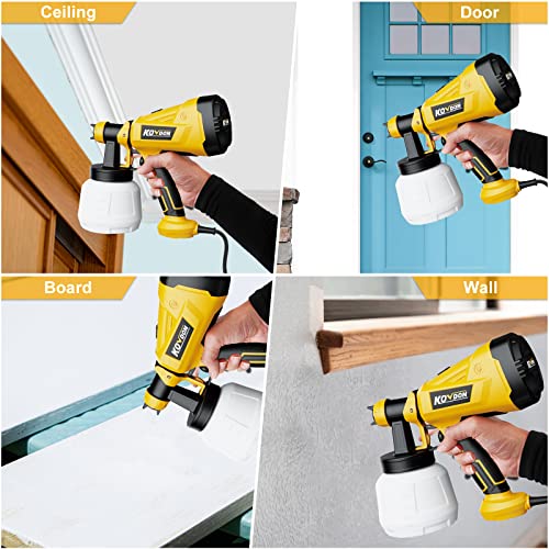 KOVDON Paint Sprayer, 700W HVLP Spray Gun, 6 Copper Nozzles & 3 Spray Patterns, Easy to Clean, Ideal Spray Gun for Furniture, Cabinets, Fences, - WoodArtSupply