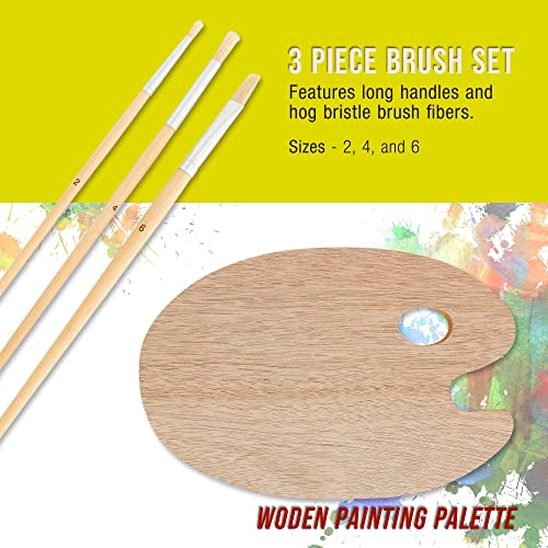 U.S. Art Supply 13-Piece Artist Painting Set with 6 Vivid Oil Paint Colors, 12" Easel, 2 Canvas Panels, 3 Brushes, Wood Painting Palette - Fun - WoodArtSupply