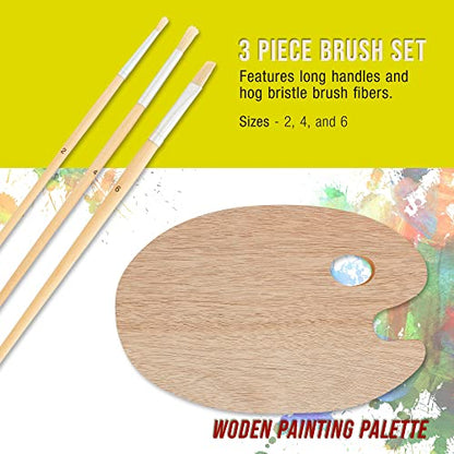 U.S. Art Supply 13-Piece Artist Painting Set with 6 Vivid Oil Paint Colors, 12" Easel, 2 Canvas Panels, 3 Brushes, Wood Painting Palette - Fun - WoodArtSupply