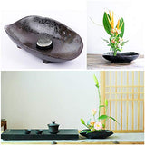 WANDIC Flower Arranging Supplies, Boat Shaped Ceramic Ikebana vases with 4cm Round Flower Frog for Ikebana Floral Arrangement Art Home Decoration, WANDIC
