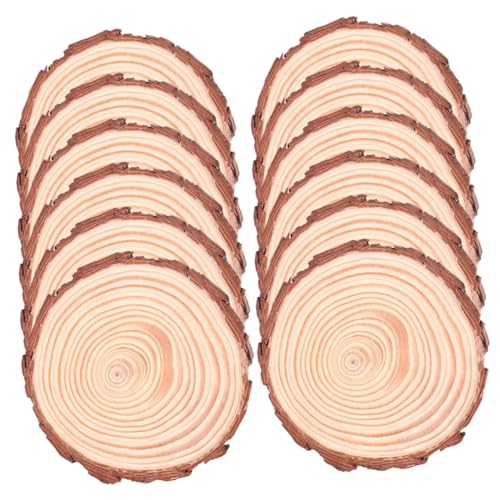BESPORTBLE 12pcs Bark Coasters Wood Coasters with Bark Succulent Pot Holder Wood Disc Coasters Unfinished Wood Slices Table Cup Base Cork Base Under BESPORTBLE