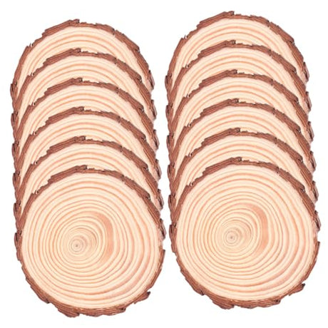 BESPORTBLE 12pcs Bark Coasters Wood Coasters with Bark Succulent Pot Holder Wood Disc Coasters Unfinished Wood Slices Table Cup Base Cork Base Under BESPORTBLE