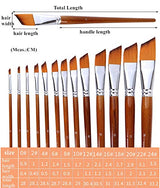 Paint Brushes Nylon Hair Angular Brushes 13pcs Long Handle Acrylic Paint Brush Set for Canvas Painting Oil Paint Professional Painting Kits (Angular TENSKY