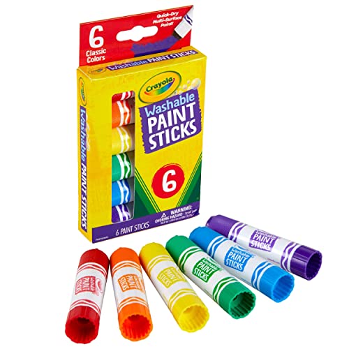 Washable Paint Sticks, No Water Required, Paint Set for Kids, Art Supplies, 6 Count Crayola