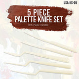 U.S. Art Supply 5-Piece Plastic Artist Spatula Palette Knife Set - Knives, Trowels, Use for Mixing, Spreading, Scratching, Applying Oil, Acrylic US Art Supply