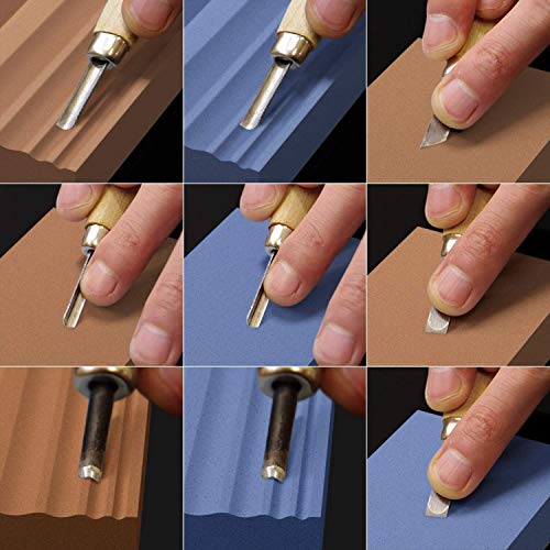 Sharp Pebble Sharpening Stones for Wood Carving Tools-Two Whetstones Grit 400 & 1000 Gouge Sharpener- Waterstone Sharpening System for Wood Carving Sharp Pebble