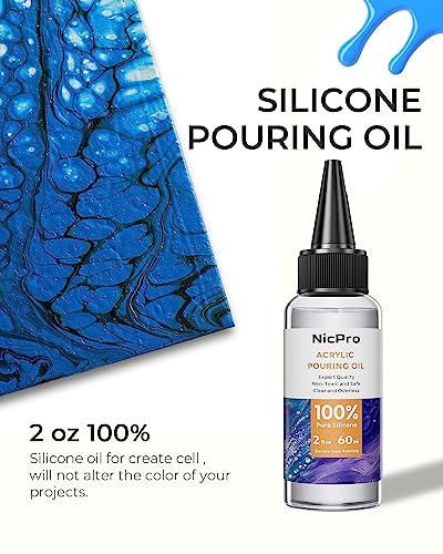 Nicpro 8 Colors Large Bulk Acrylic Pour Paint Set (33.8 oz, 1000 ml) Premixed High Flow Art Pouring Paint Supplies Kit with Silicone Pour Oil, Gloves