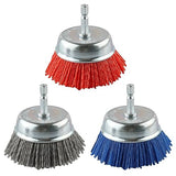 Rocaris 3 Pack Nylon Filament Abrasive Cup Brush Set with 1/4 Inch Hex Shank, for Removal of Rust/Corrosion/Paint - 80 Grit, 120 Grit, 240 Grit Rocaris