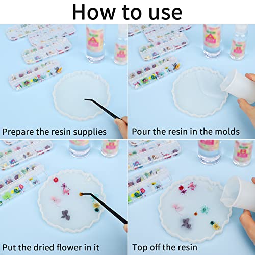 4 Boxes Dried Flowers for Resin, Gartful 48 Styles Natural 3D Applique Flowers DIY Craft Supplies, Resin Epoxy Casting Fillers for Silicone Molds, Gartful