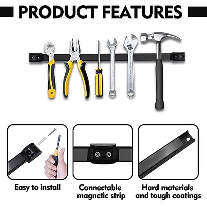 SDLDEER 5 Pack Magnetic Tool Holder, Magnetic Strips Tool Magnet Bar PVC Coated for Garage Tool Organizer 12 In - WoodArtSupply