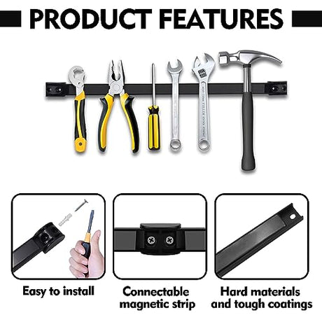 SDLDEER 5 Pack Magnetic Tool Holder, Magnetic Strips Tool Magnet Bar PVC Coated for Garage Tool Organizer 12 In SDLDEER