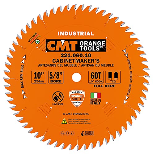 CMT 221.060.10 Industrial Cabinetshop Saw Blade, 10-Inch x 60 Teeth TCG Grind with 5/8-Inch Bore, PTFE Coating CMT
