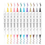 TRANSON 12 Colors Acrylic Paint Marker Pen Set Fine and Brush Dual-tip for Canvas Rock Wood Leather Ceramic DIY Painting TRANSON