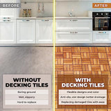 Acacia Deck Tiles (Pack of 10) Hardwood Interlocking Patio Deck Tiles, Acacia Wood Deck Tiles Interlocking Outdoor, Patio Tiles Outdoor Interlocking RAKYTO