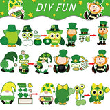30 PCS St. Patrick Day Craft Kits for Kids DIY Leprechauns Shamrock Owl Gnome Sticker Craft Ornament St. Patrick Art Craft for Party Home Class chiazllta